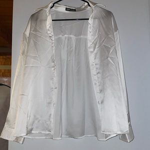 Satin white button down